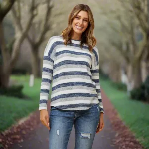 Long Sleeve Pull-Over - Multi Blue
