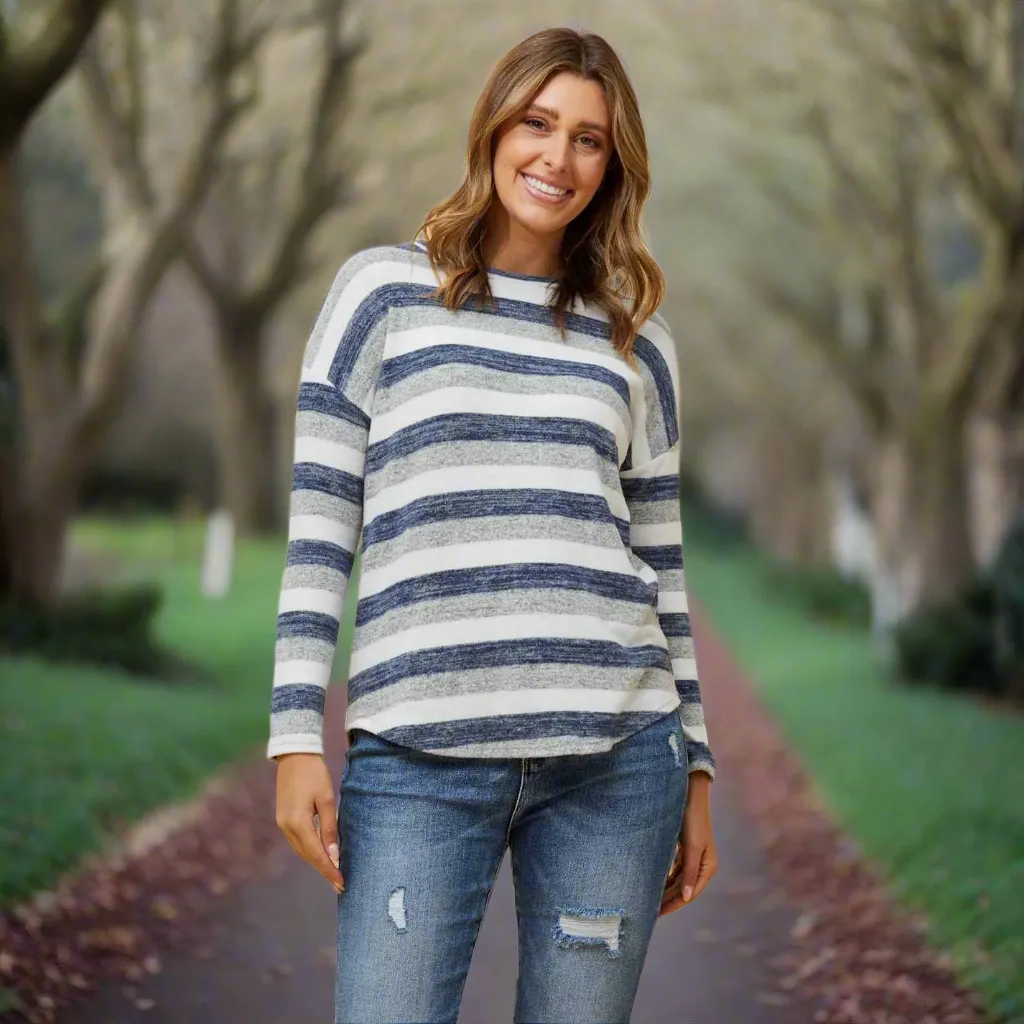 Long Sleeve Pull-Over - Multi Blue