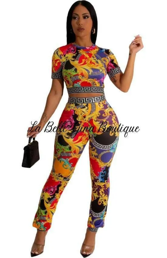 Lucie summer Fashion print short sleeve Set-FINAL SALE