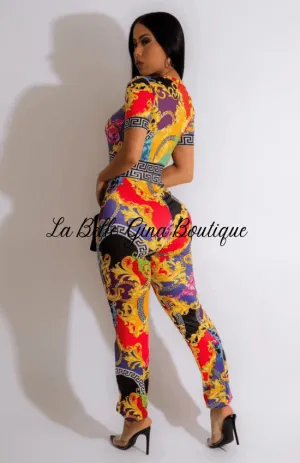 Lucie summer Fashion print short sleeve Set-FINAL SALE