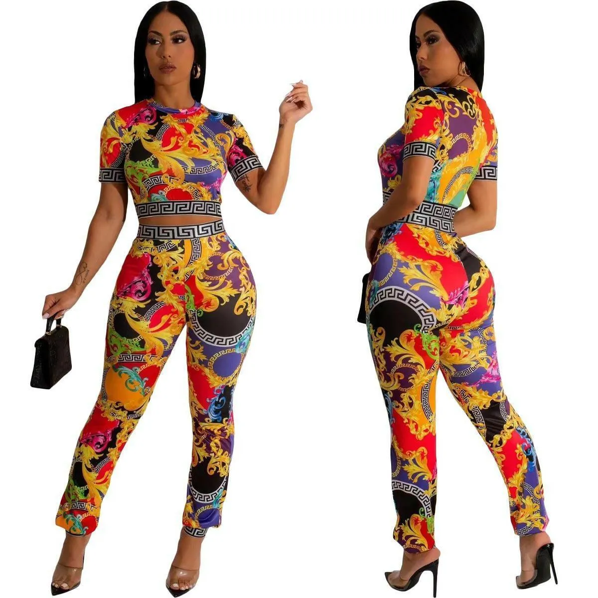 Lucie summer Fashion print short sleeve Set-FINAL SALE