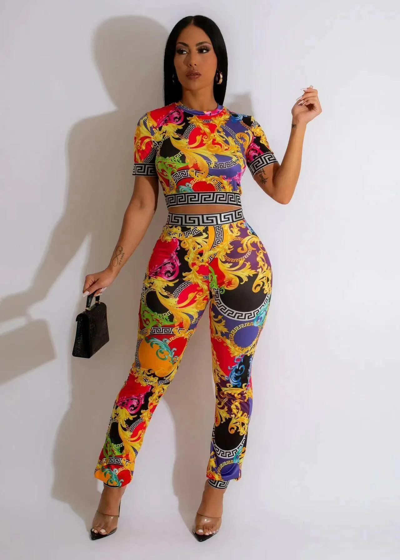 Lucie summer Fashion print short sleeve Set-FINAL SALE