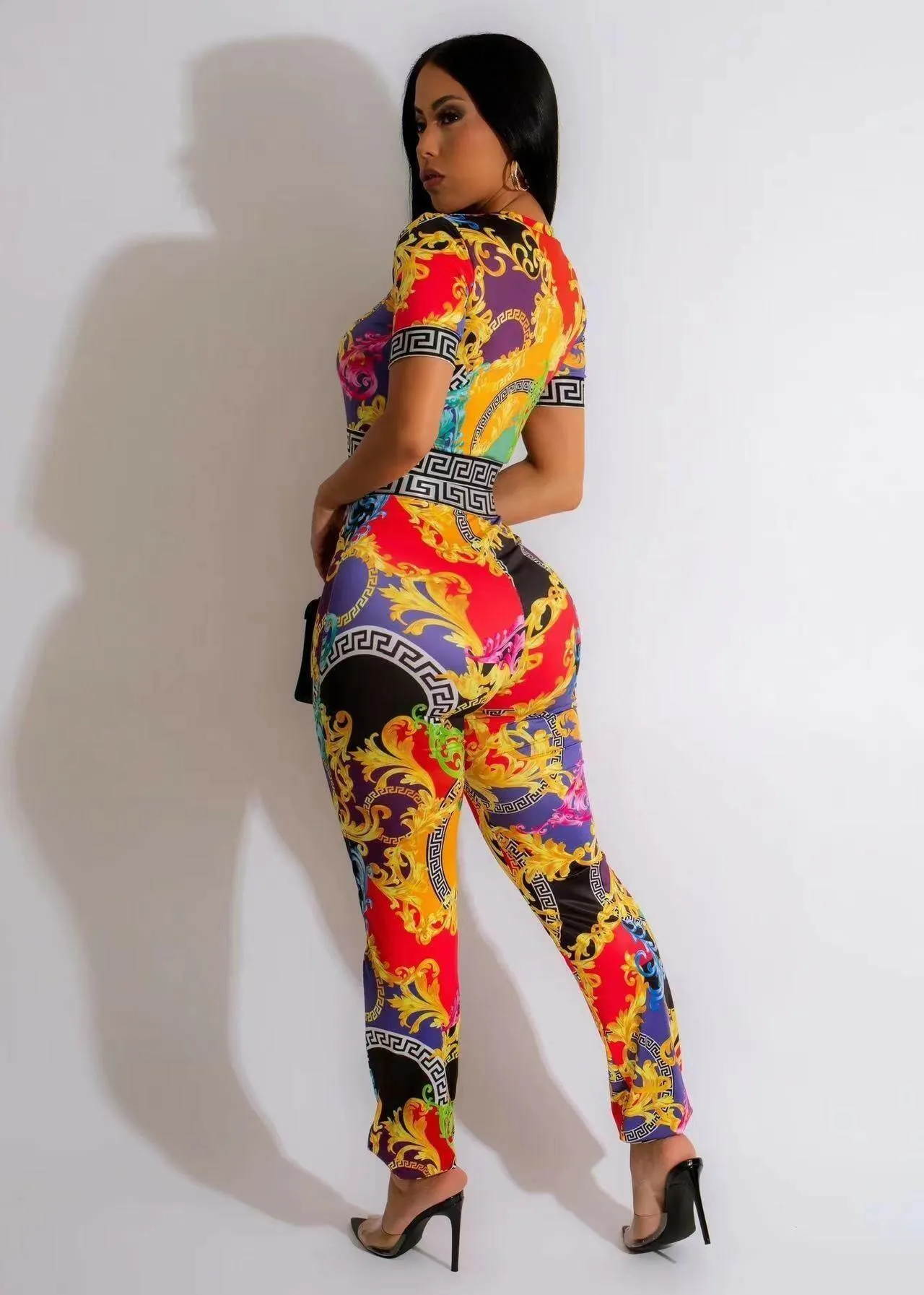 Lucie summer Fashion print short sleeve Set-FINAL SALE