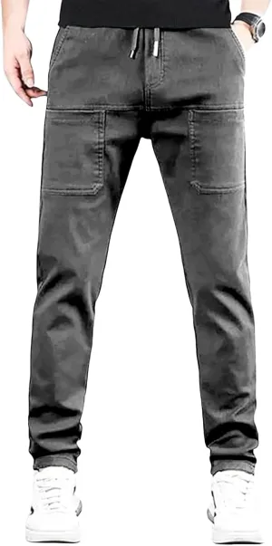 Men Comfy Cargo Pants Stretch Slim Fit Multi Pockets Hiking Pants Tactical Joggers Athletic Pants Tapered Casual Pant
