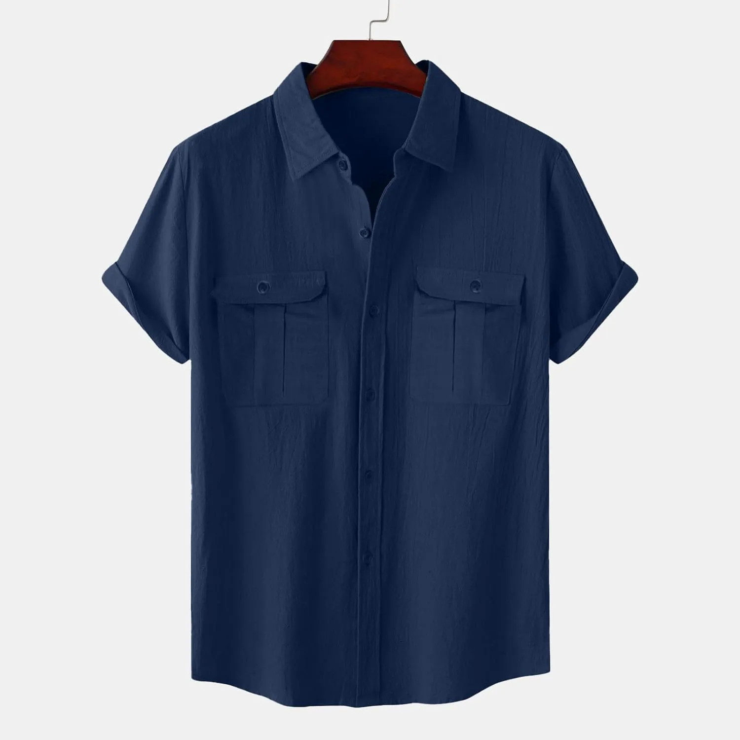 Men Shirt Casual Summer Short Sleeve Shirts for Men Button Down for Men Trendy Plain Shirts Tops with Pocket 2025