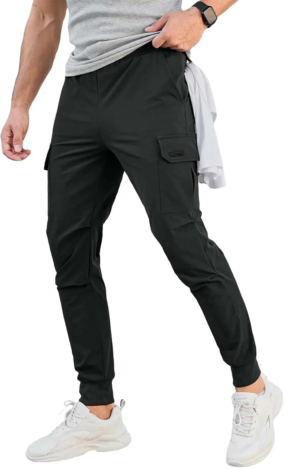 Mens Cargo Jogger Pants Tactical Waist Stretch Slim Fit Sweatpants Casual Athletic Overalls Workout Trousers