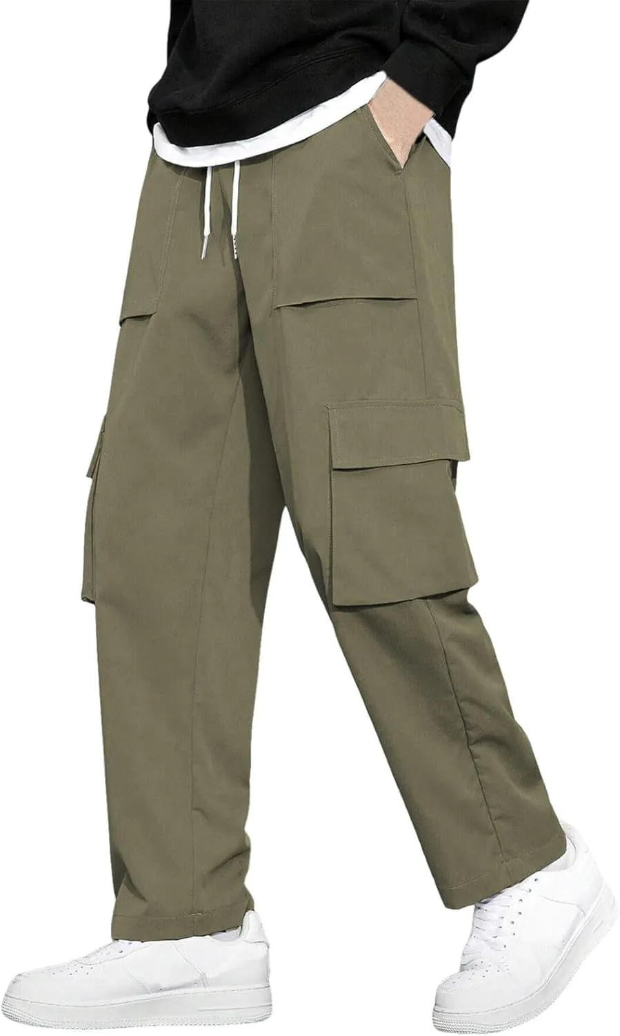 Mens Summer Cargo Pants Stretch Tactical Pants Multi Pockets Hiking Ripstop Breathable Stretch Stylish Slim Fit Trousers