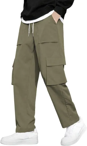 Mens Summer Cargo Pants Stretch Tactical Pants Multi Pockets Hiking Ripstop Breathable Stretch Stylish Slim Fit Trousers