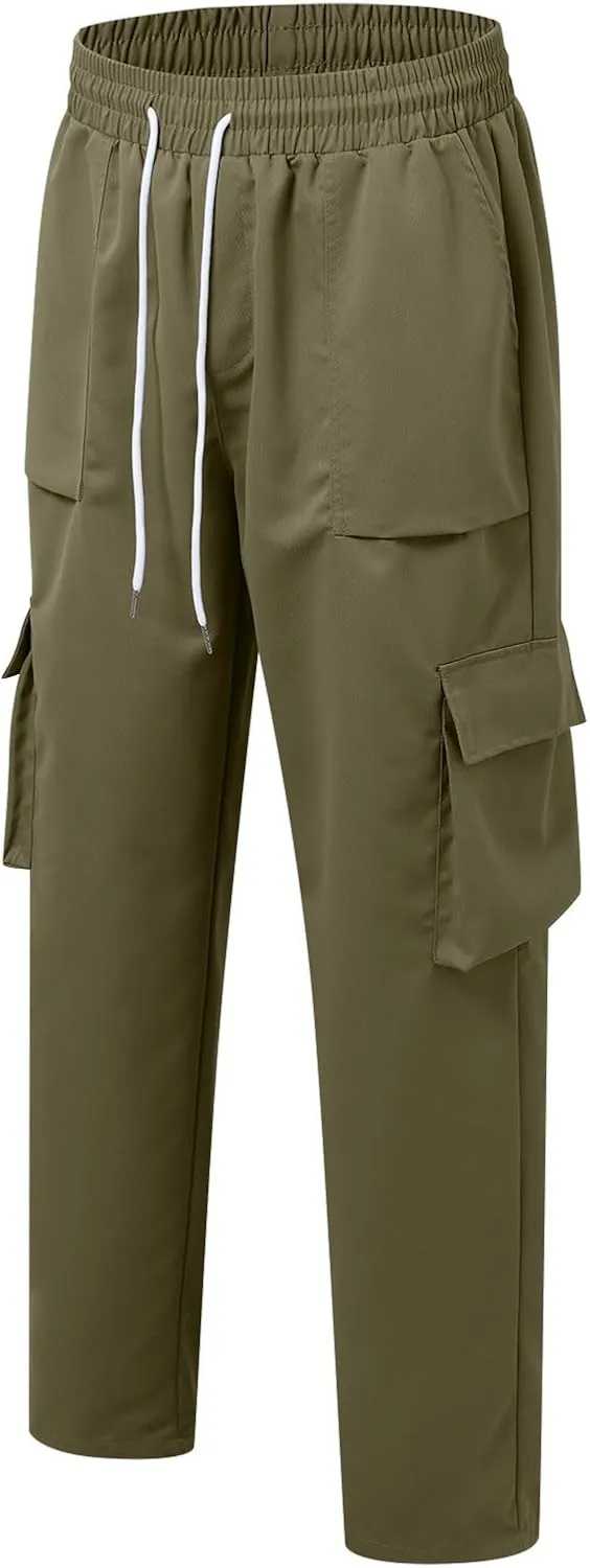 Mens Summer Cargo Pants Stretch Tactical Pants Multi Pockets Hiking Ripstop Breathable Stretch Stylish Slim Fit Trousers