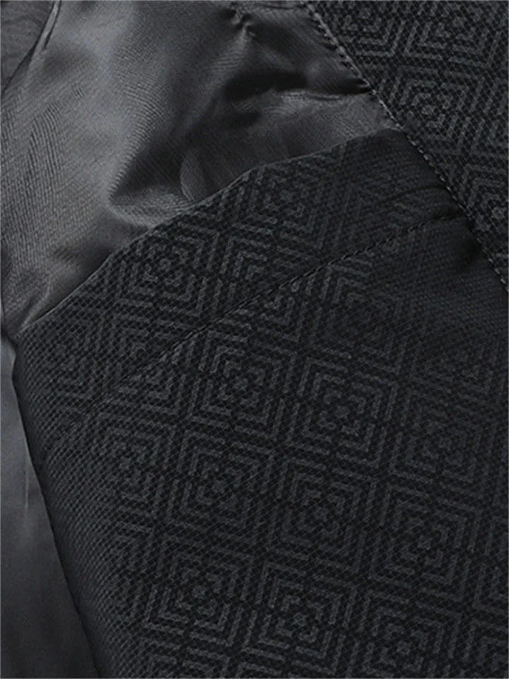 Men's Warm Tang Suit Style Quilted Coat with Detachable Hood