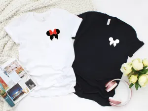 Mickey and Minnie Mouse Custom Matching Disney Shirts - Disney Couples - Magic Kingdom Castle Left Chest Pocket Size