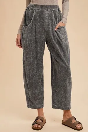 Mineral Washed Elastic Waist Pants