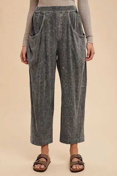 Mineral Washed Elastic Waist Pants