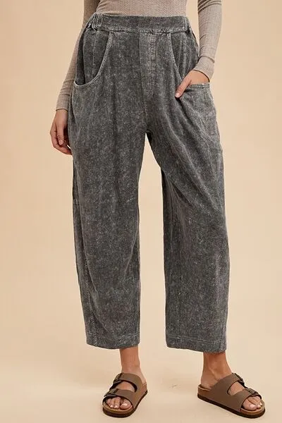 Mineral Washed Elastic Waist Pants