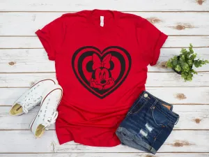 Minnie Mouse Love Adult T Shirt- Disney Trip Matching Shirts -Cut Minnie Face Inside of Heart