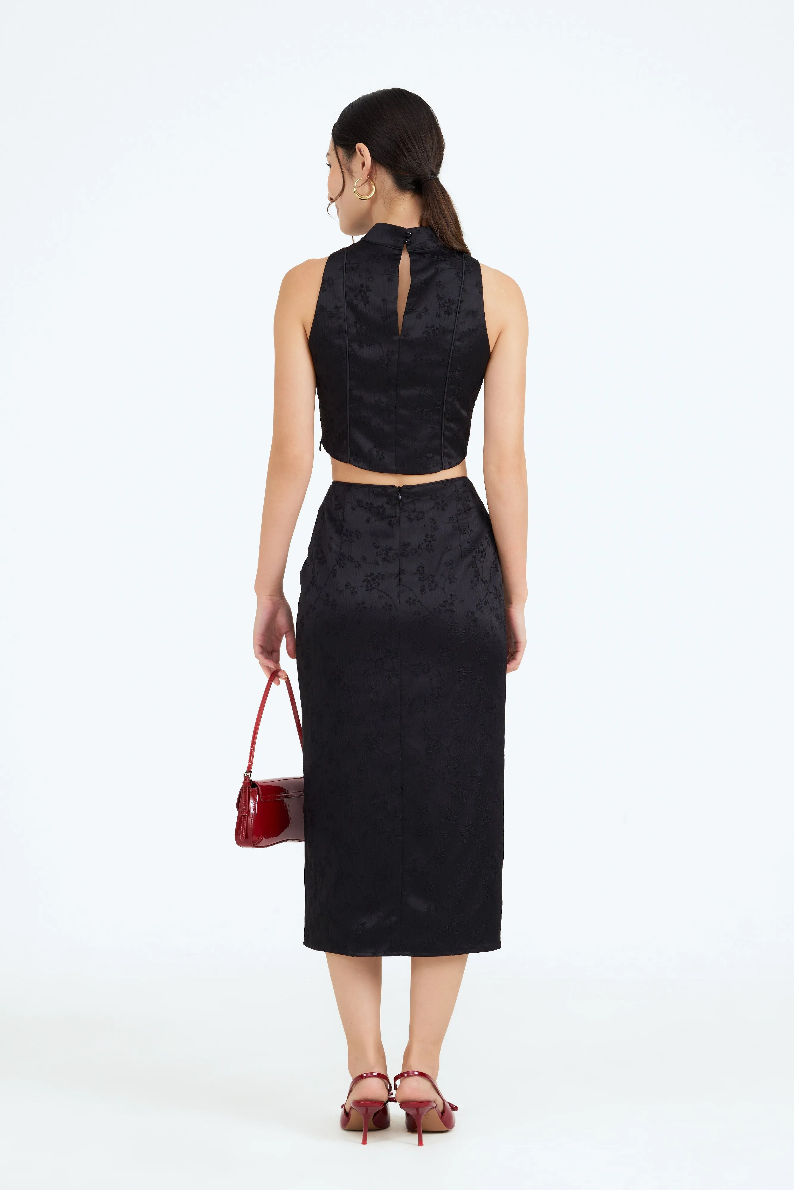 [Online Exclusive] Lunar Cheongsam Skirt in Elegant Black
