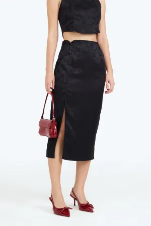 [Online Exclusive] Lunar Cheongsam Skirt in Elegant Black