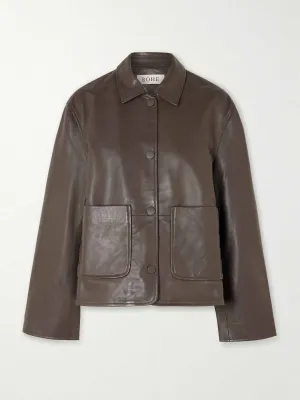 Paneled leather jacket