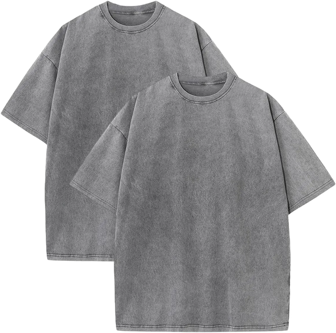 Pump Covers T-Shirts Men Oversized Tees Workout Tshirts 2 Pack Cotton Acid Wash Streetwear Grunge T Shirt