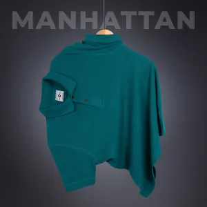 Pure Cotton Polo Plain T Shirts (Teal Green) Without Pocket