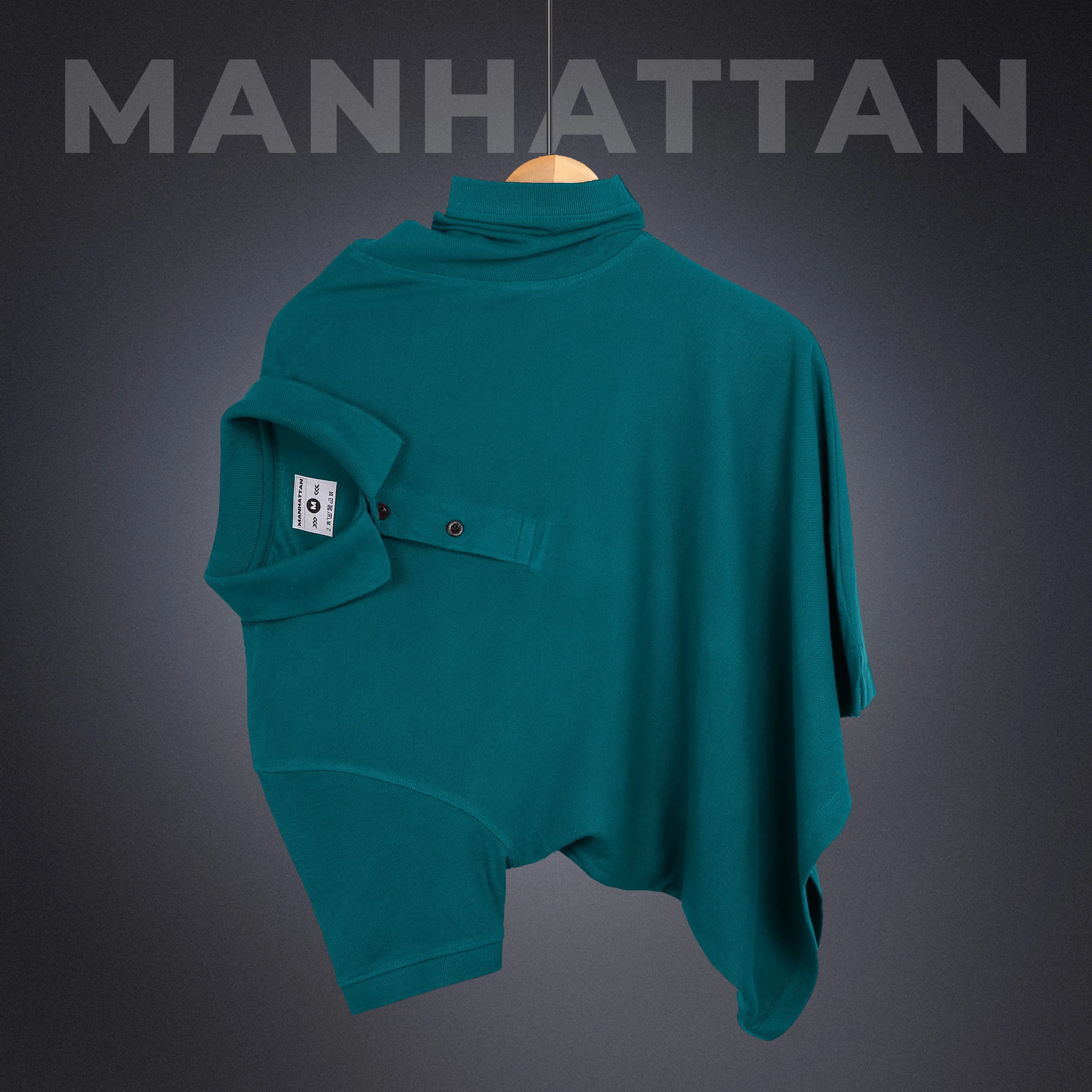 Pure Cotton Polo Plain T Shirts (Teal Green) Without Pocket