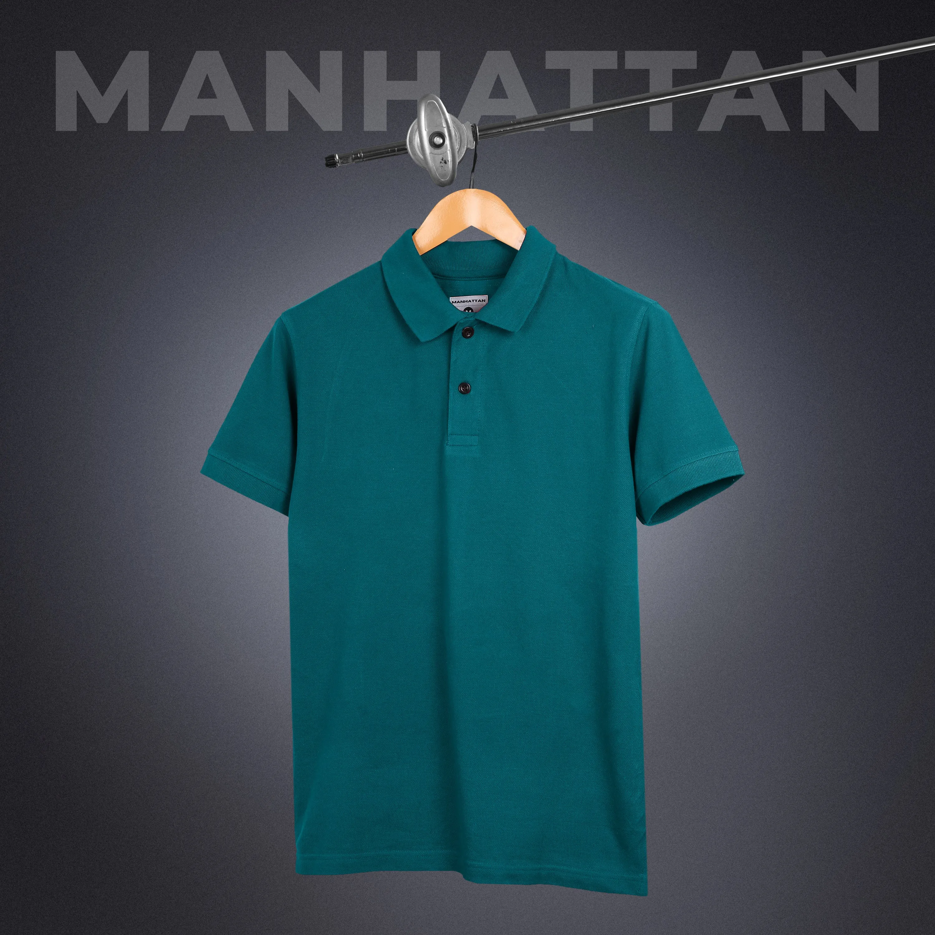 Pure Cotton Polo Plain T Shirts (Teal Green) Without Pocket