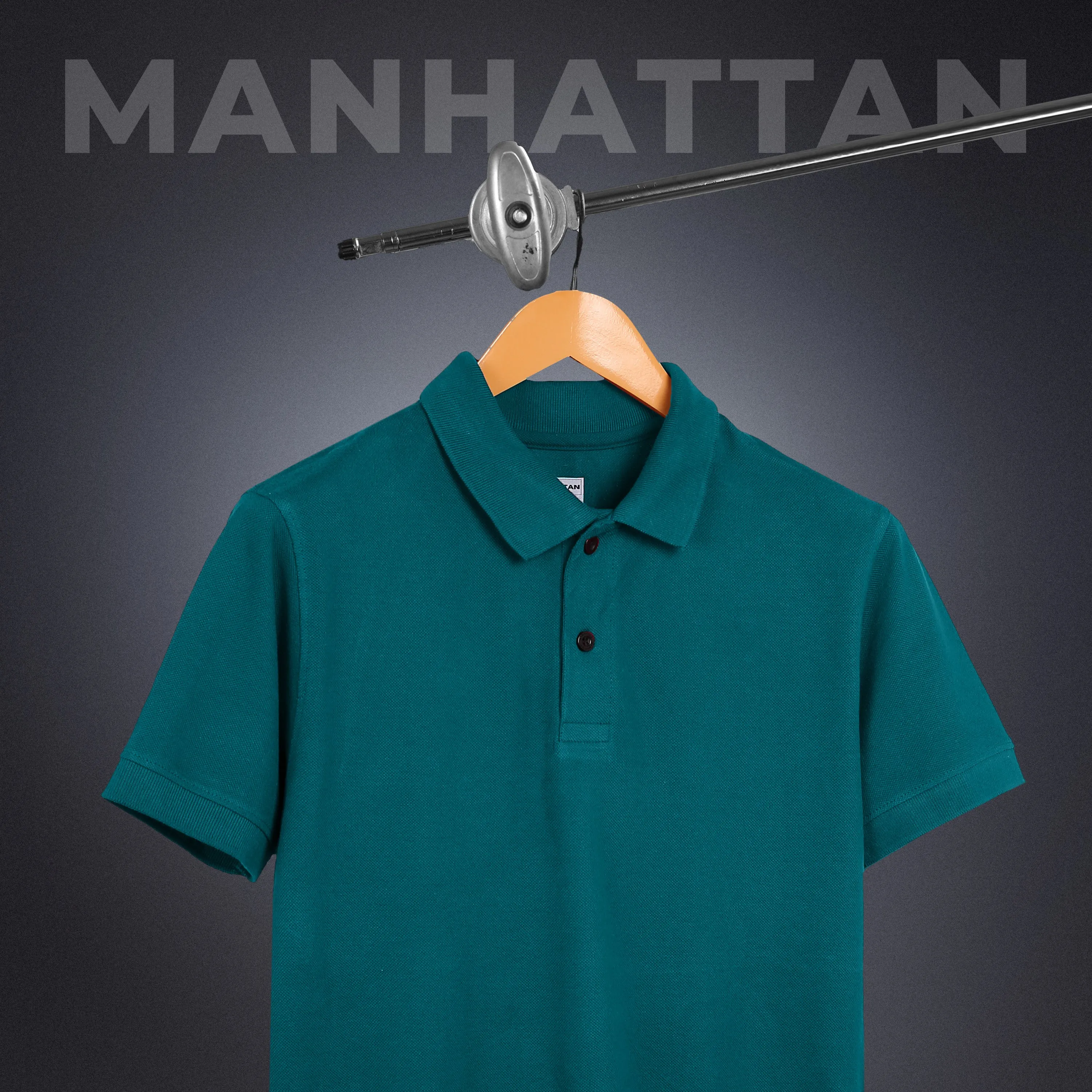Pure Cotton Polo Plain T Shirts (Teal Green) Without Pocket