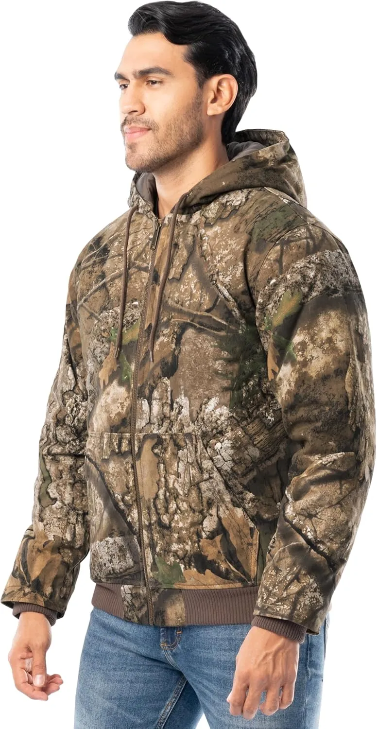 Realtree Men's Insulated Duck Quilted Lined Full Zip Hoodie