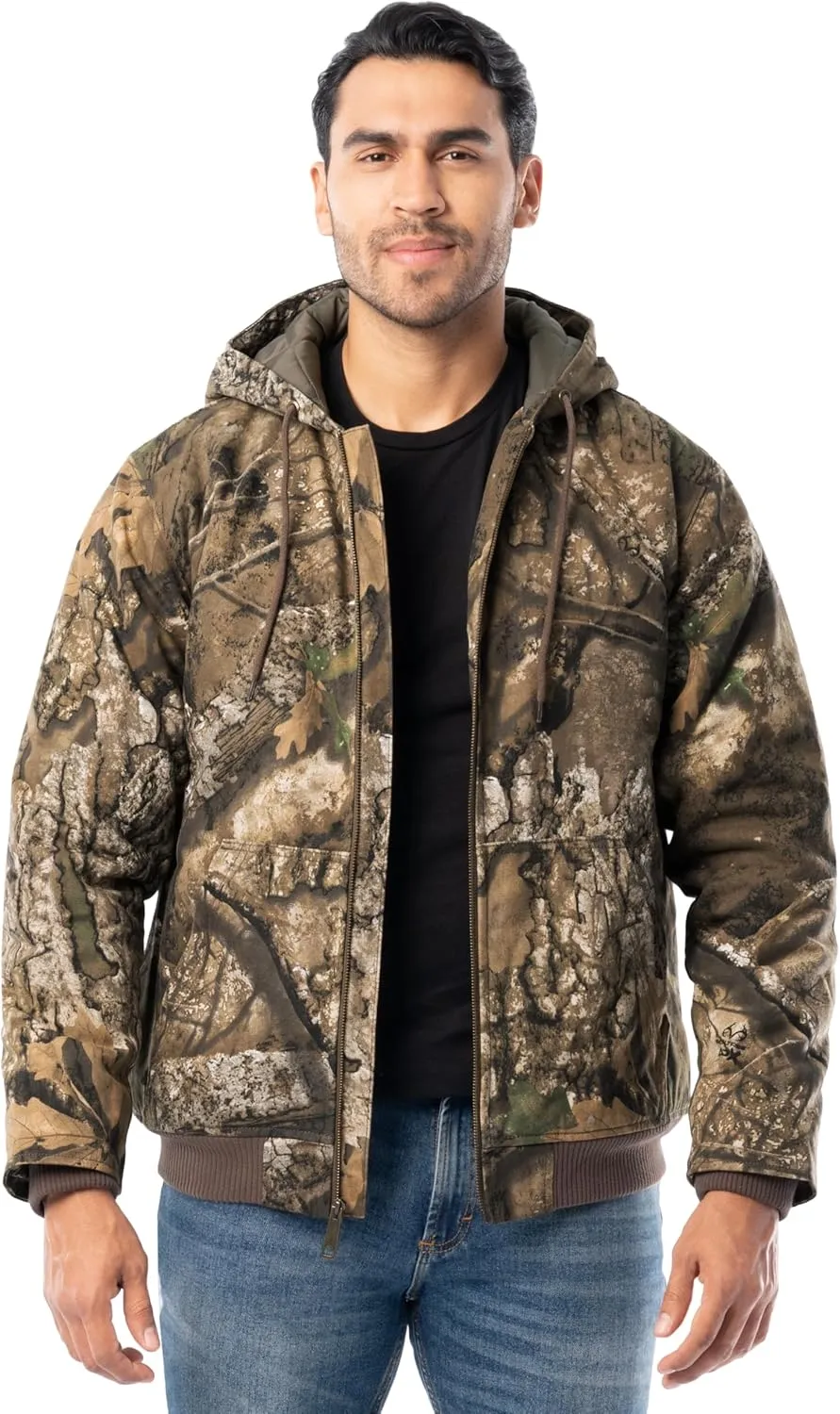 Realtree Men's Insulated Duck Quilted Lined Full Zip Hoodie