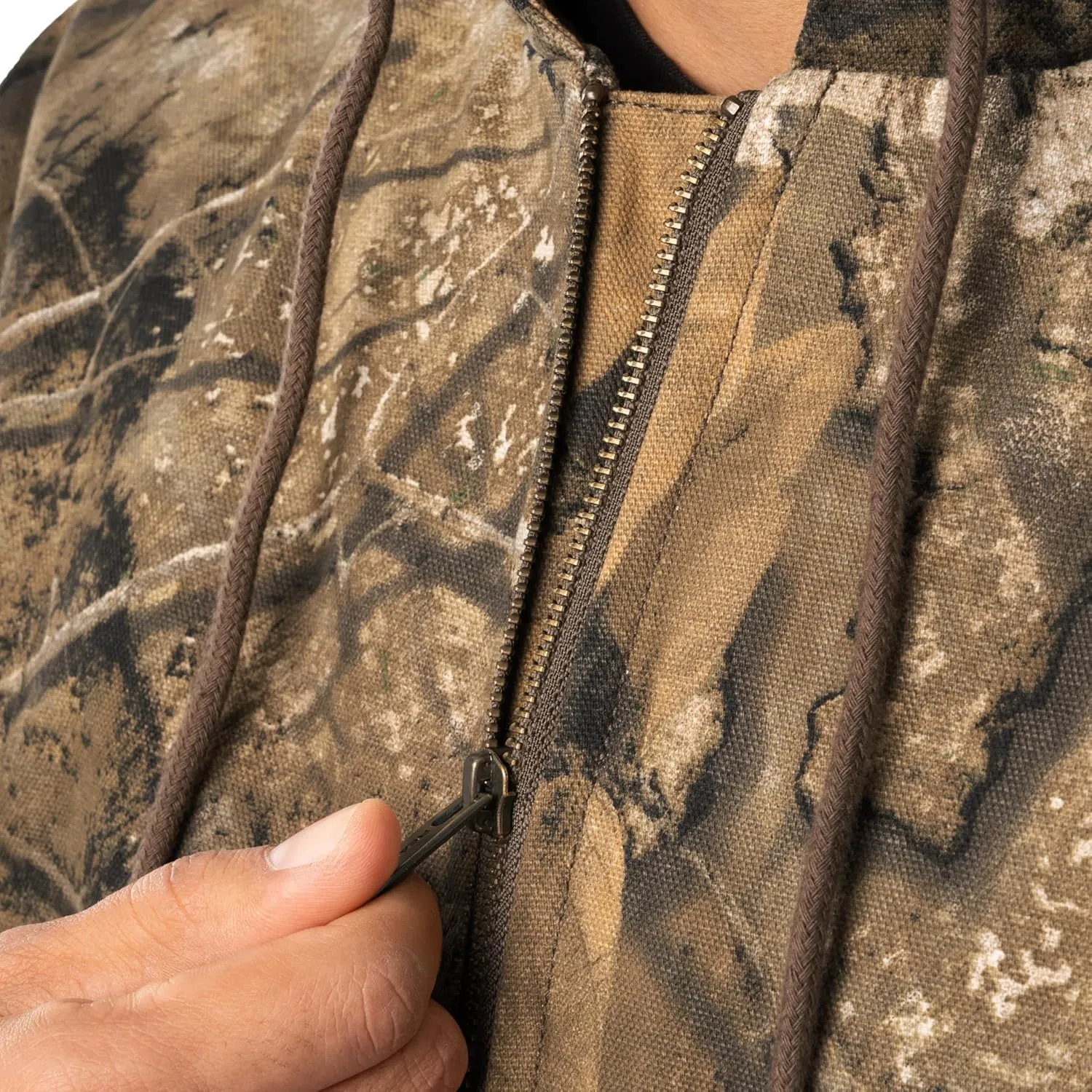 Realtree Men's Insulated Duck Quilted Lined Full Zip Hoodie