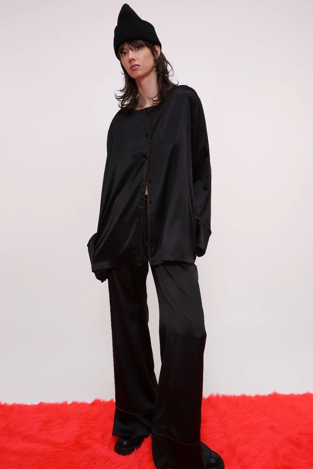 Relaxed Silk Button-Up Shirt