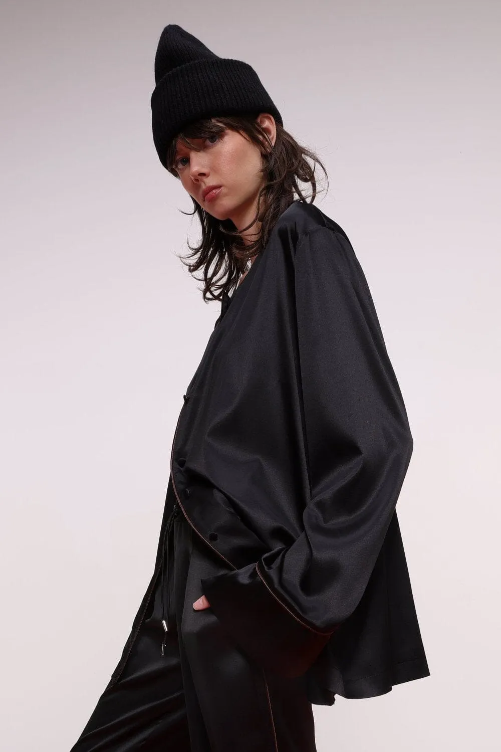 Relaxed Silk Button-Up Shirt