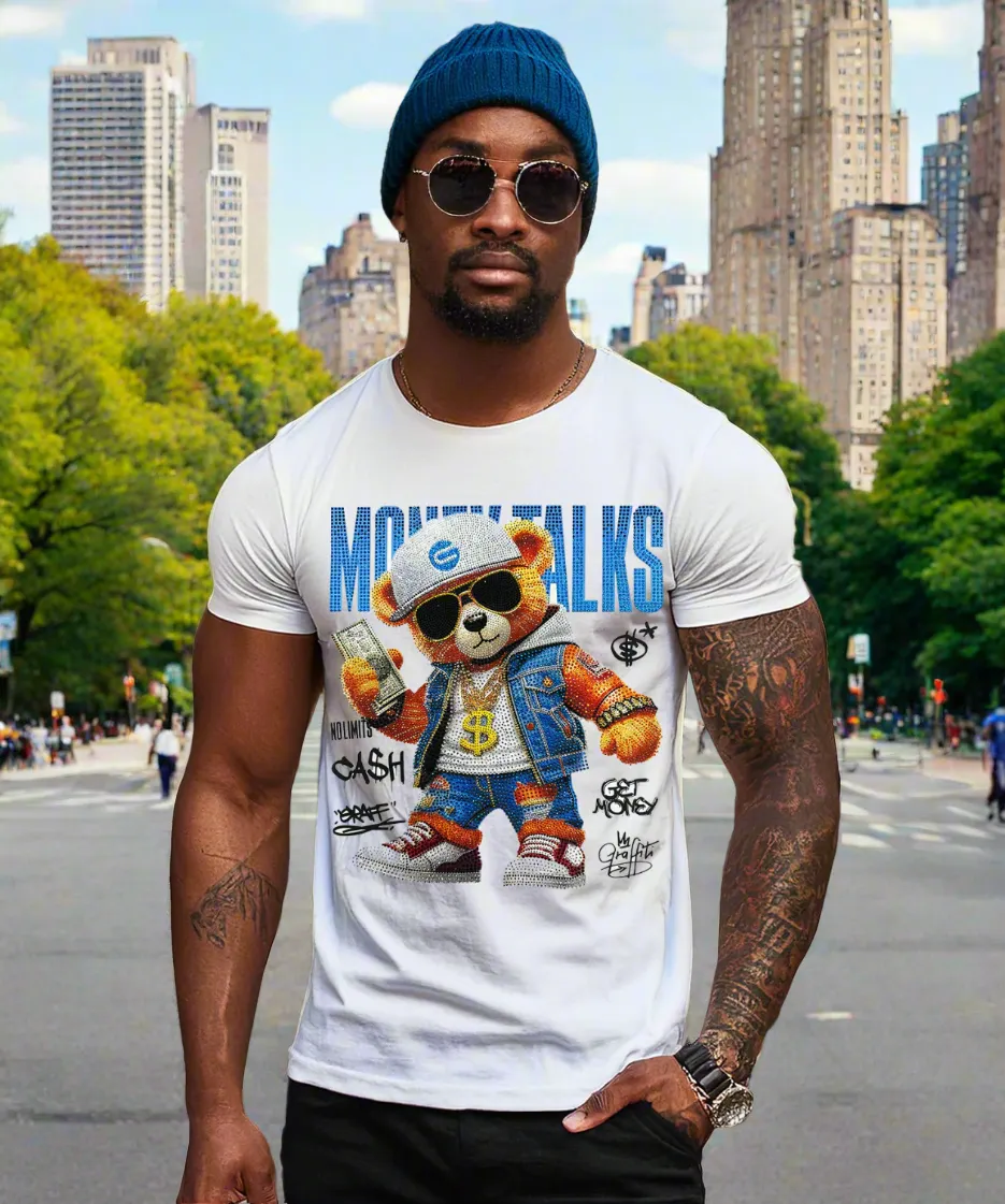 Rhinestones T Shirt Teddy Money Talks Exclusive |GM Trademark