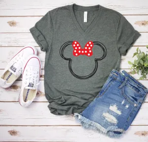 Scribble Minnie Polka Dot Bow T Shirt- Disney Trip Matching Shirts - Minnie Mouse T Shirt - Cute Minnie Shirt