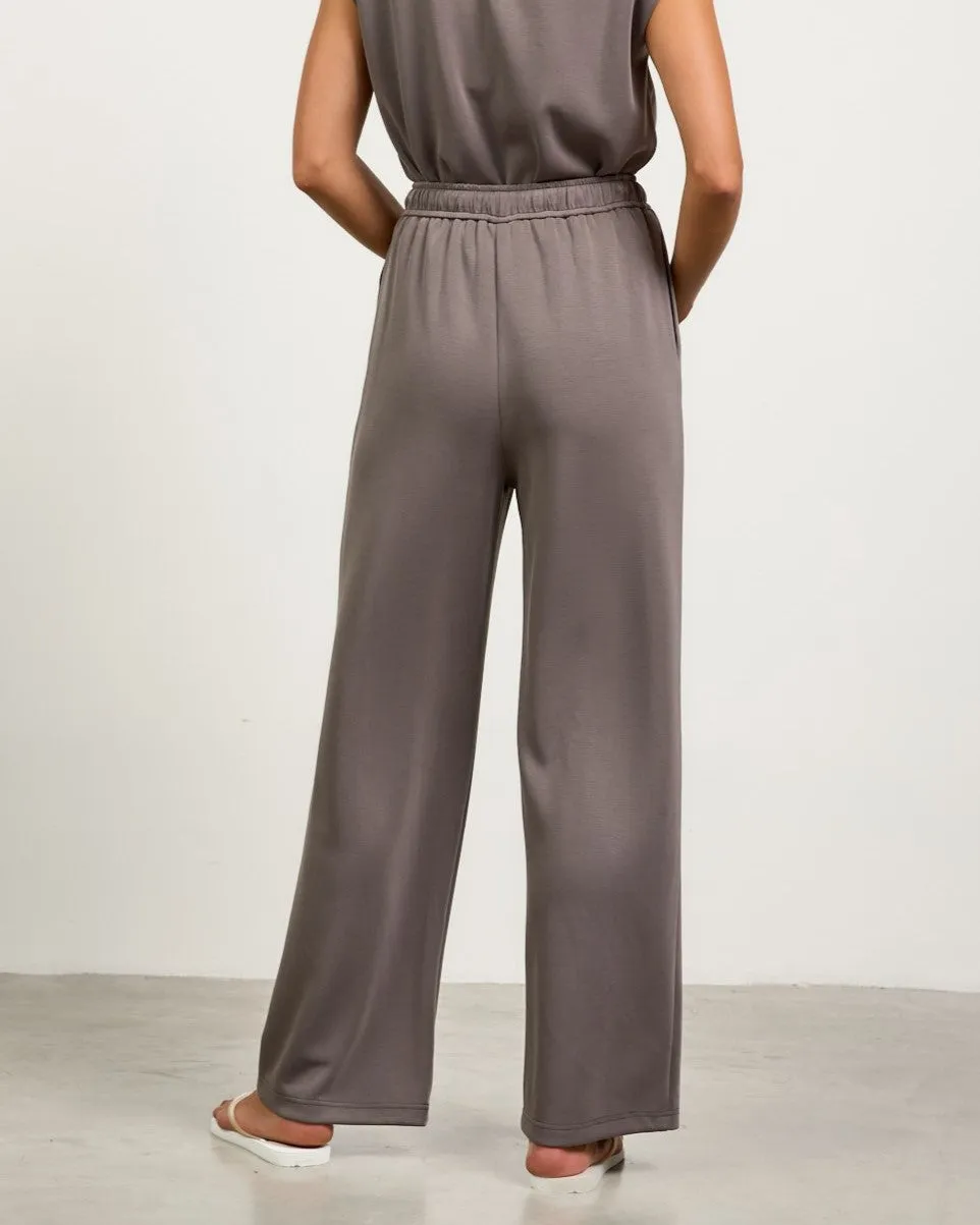 Soft Modal Easy Pull On Pants - Charcoal