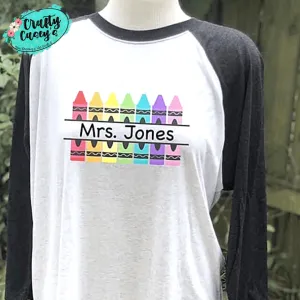 Teacher Crayon Personalized Raglan Tee