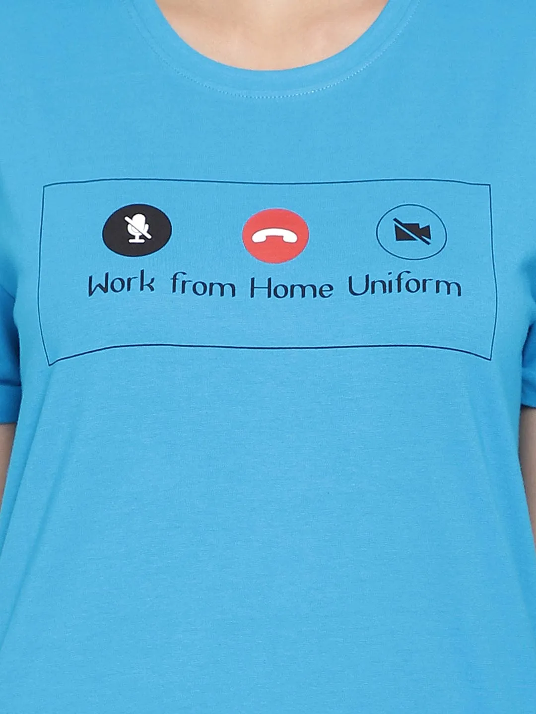 Text & Graphic Print Sleep T-Shirt In Blue