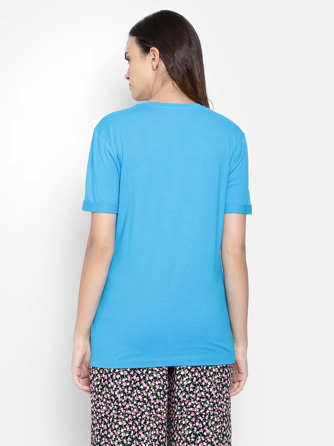 Text & Graphic Print Sleep T-Shirt In Blue