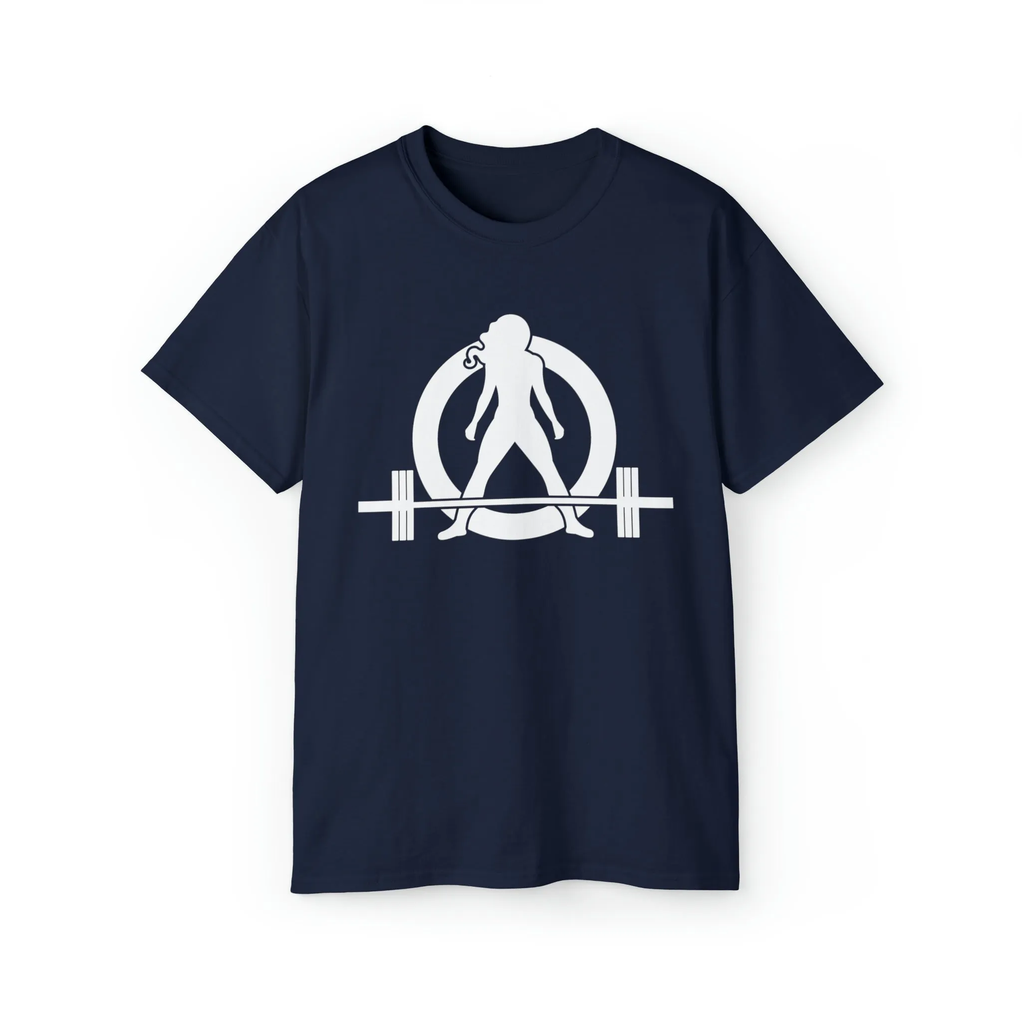 Unisex Ultra Cotton Tee - Classic White Logo - Plain Back