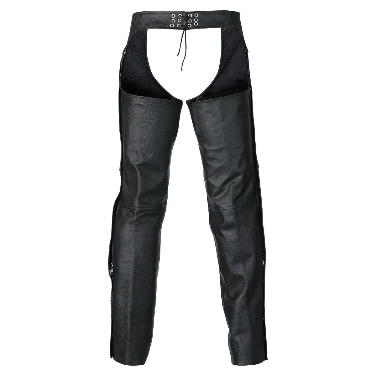 Vance Leather Unisex Classic Black Leather Biker Motorcycle Riding Chaps