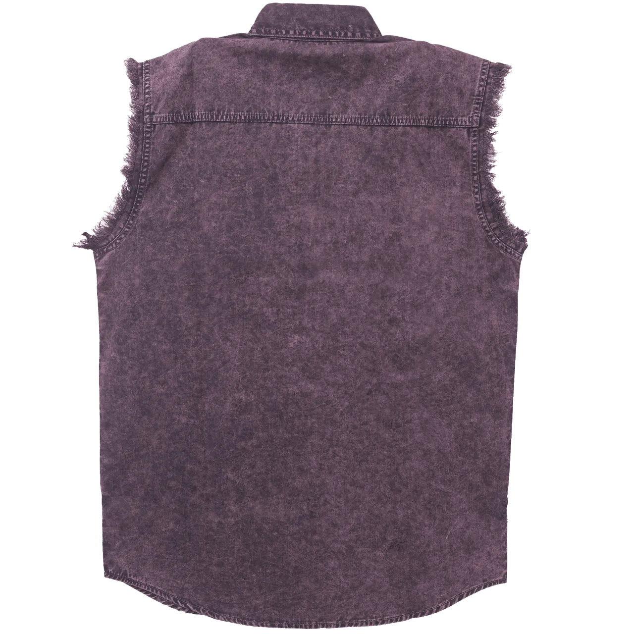 Vance VB733 - Men's Biker Motorcycle Burgundy Acid Wash Cut Off Sleeveless Shirt