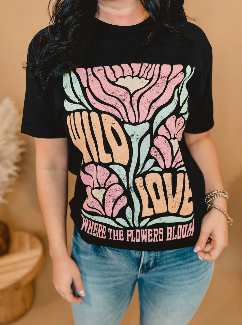 Wild Love Where the Flowers Bloom Graphic Tee - Black