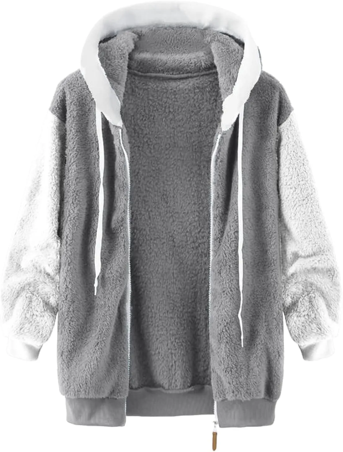 Winter Coat Women With Hood,Womens Oversized Fuzzy Fleece Jacket Full Zip Up Hoodie 2024 Winter Warm Sherpa Jackets