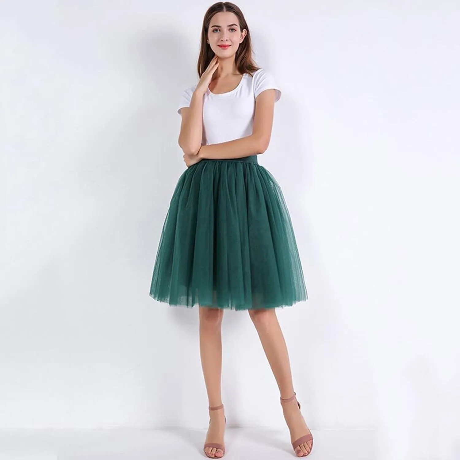 Women's A-Line High Waisted Midi Skirt Women's Classic Layered Tulle Skirt for Adult Teen Ballet Dance Skirts