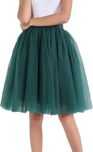 Women's A-Line High Waisted Midi Skirt Women's Classic Layered Tulle Skirt for Adult Teen Ballet Dance Skirts