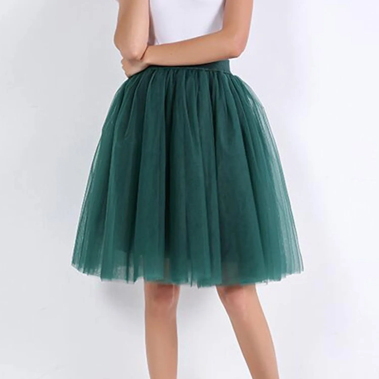 Women's A-Line High Waisted Midi Skirt Women's Classic Layered Tulle Skirt for Adult Teen Ballet Dance Skirts