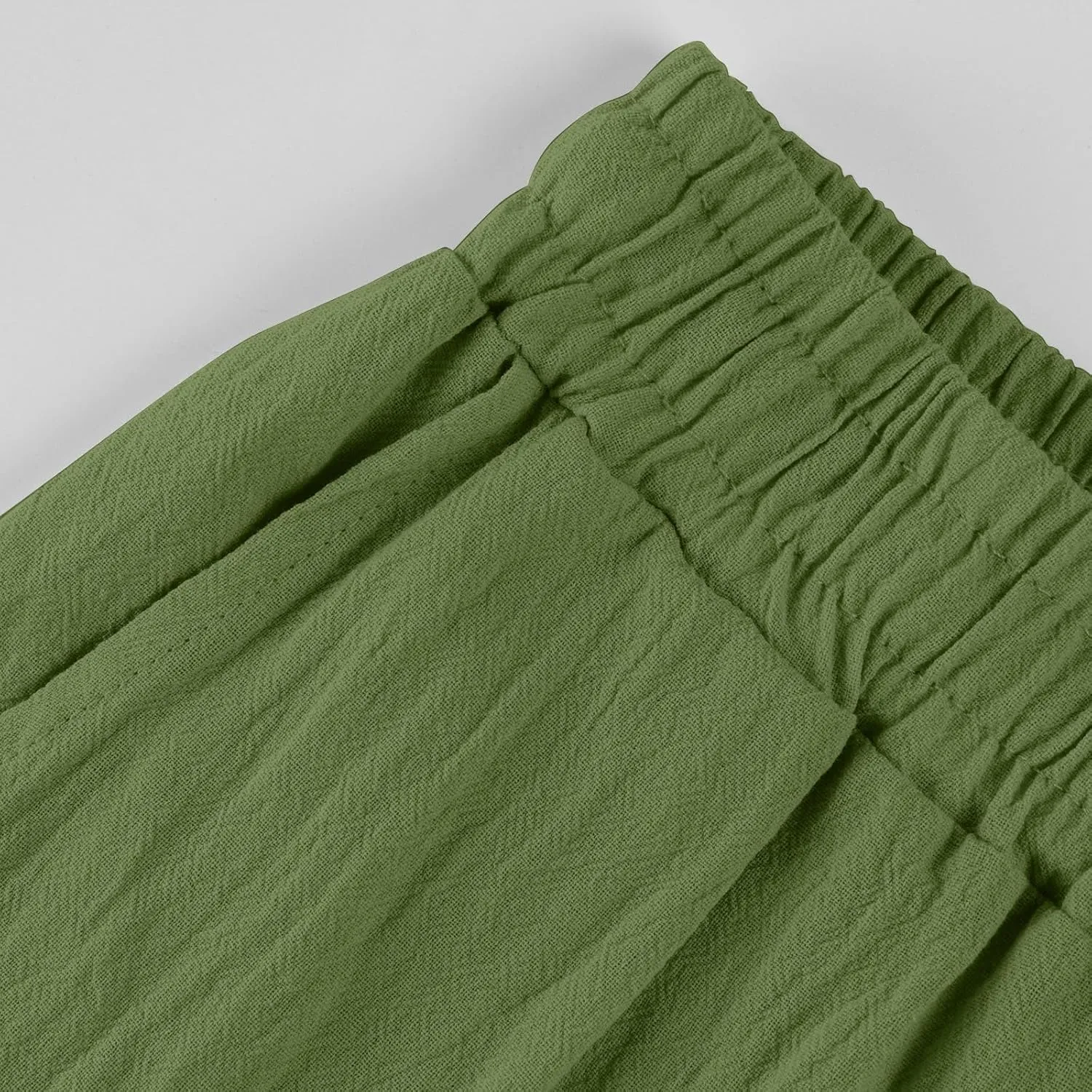 Womens Cotton Linen Cropped Pants 2025 Summer Lounge High Waisted Stretch Capris Drawstring Trousers with Pocket