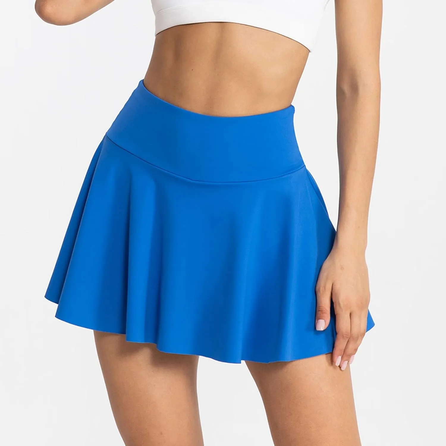 Womens Skirt for Summer Running Sports High Elastic Waist Tennis Mini Skirts with Liner Ruffle Hem Athletic Shorts