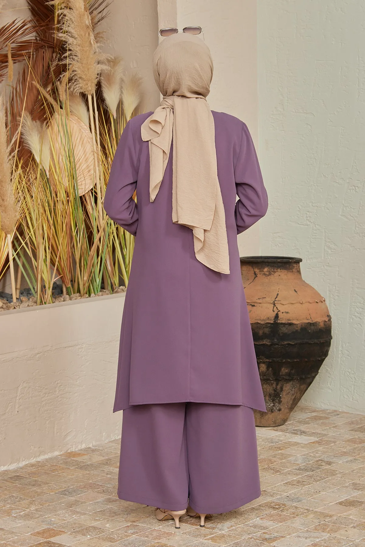 ZRF Women Chain Detailed Tunic Pants Set - Lilac - Parla